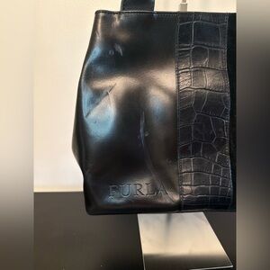 Furla Black Leather & Suede Bag